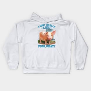 Cute Young Pig Farm Motive Kids Hoodie